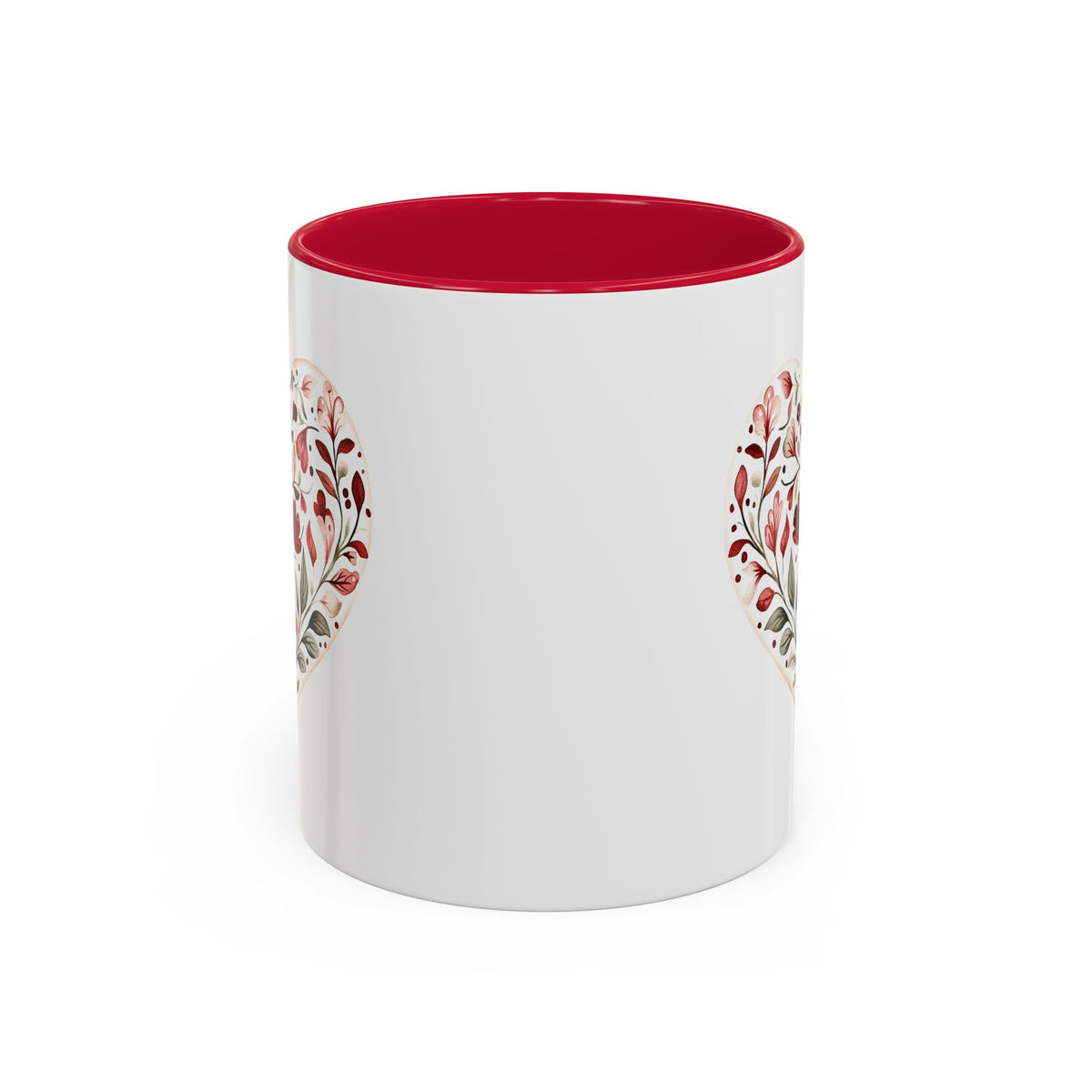 Folk Art Red Floral Valentine's Heart Mug (11/15oz)
