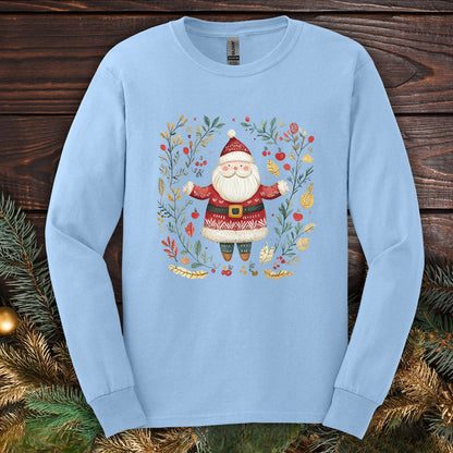 Folk Art Santa Wreath Long Sleeve Tee