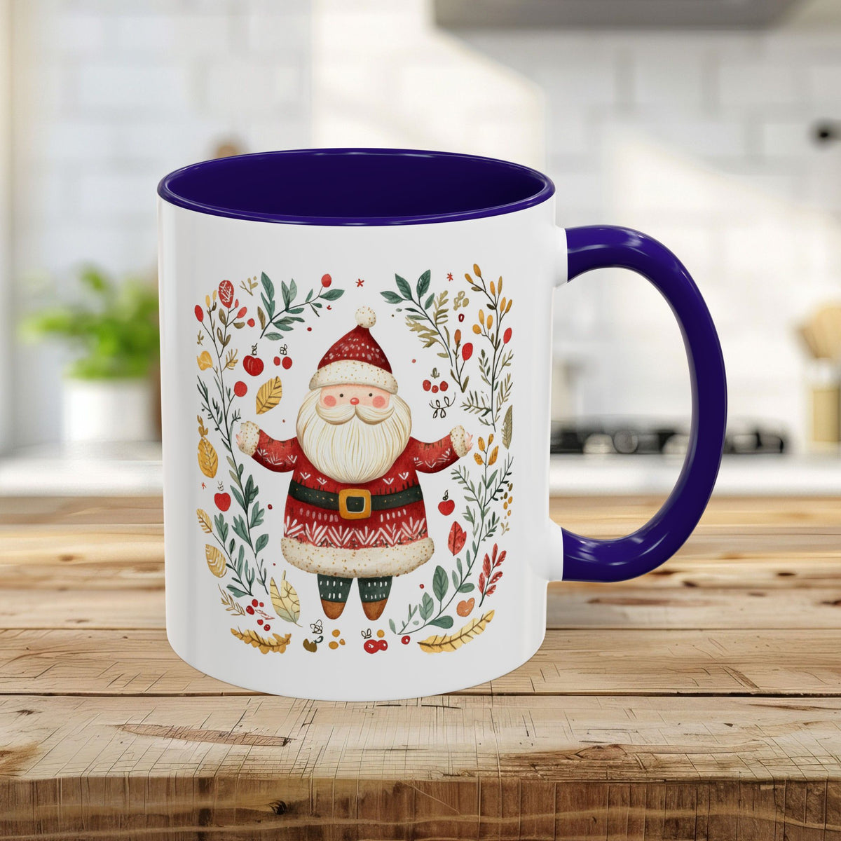 Folk Art Santa Wreath Mug (11/15 oz)
