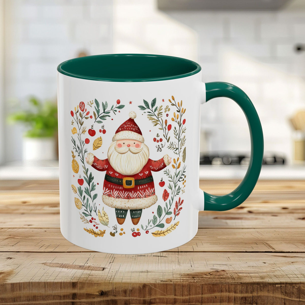 Folk Art Santa Wreath Mug (11/15 oz)