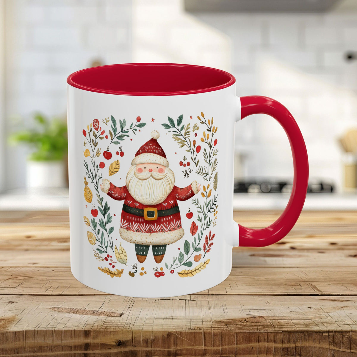 Folk Art Santa Wreath Mug (11/15 oz)