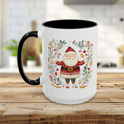 Folk Art Santa Wreath Mug (11/15 oz)