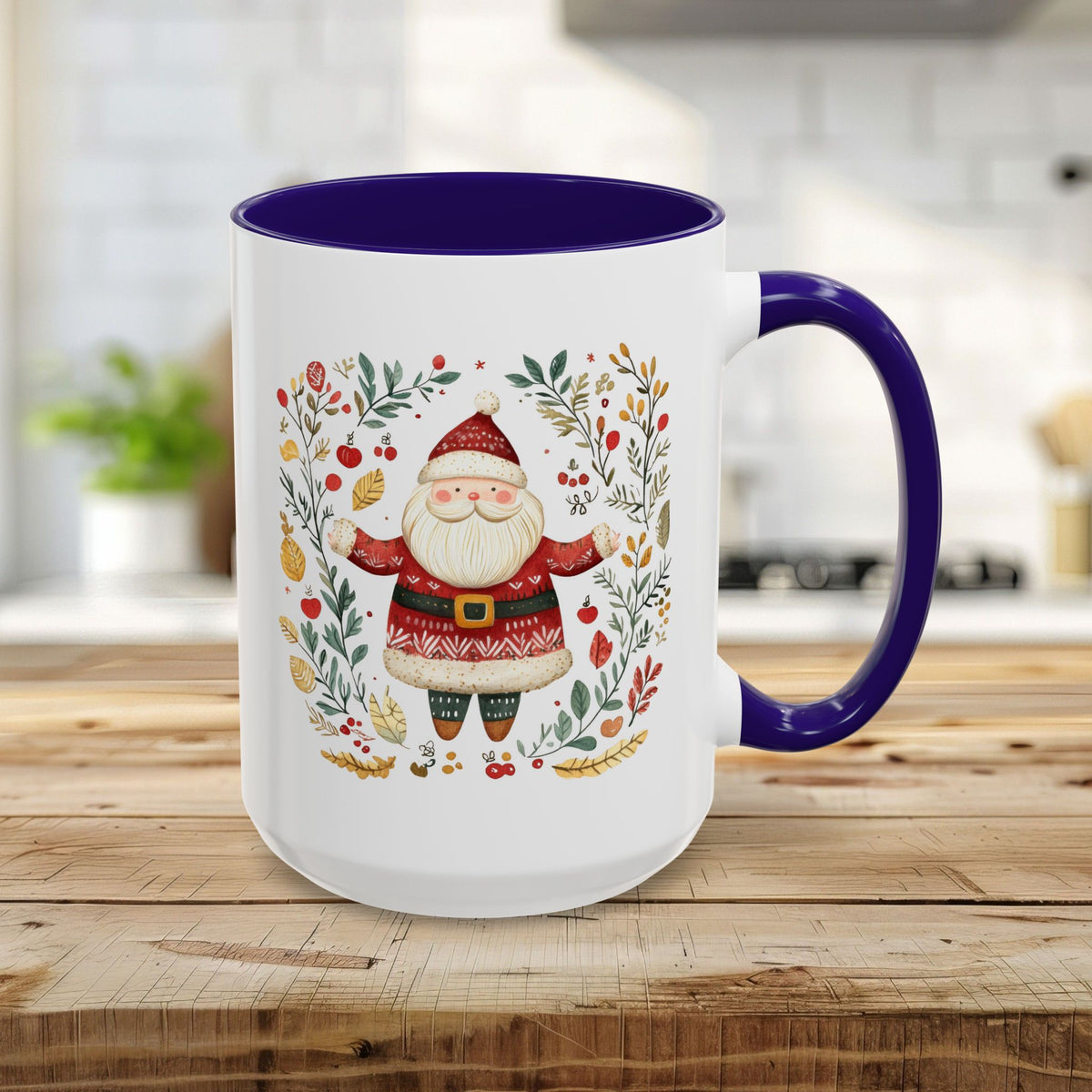 Folk Art Santa Wreath Mug (11/15 oz)