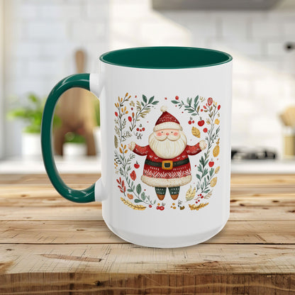 Folk Art Santa Wreath Mug (11/15 oz)