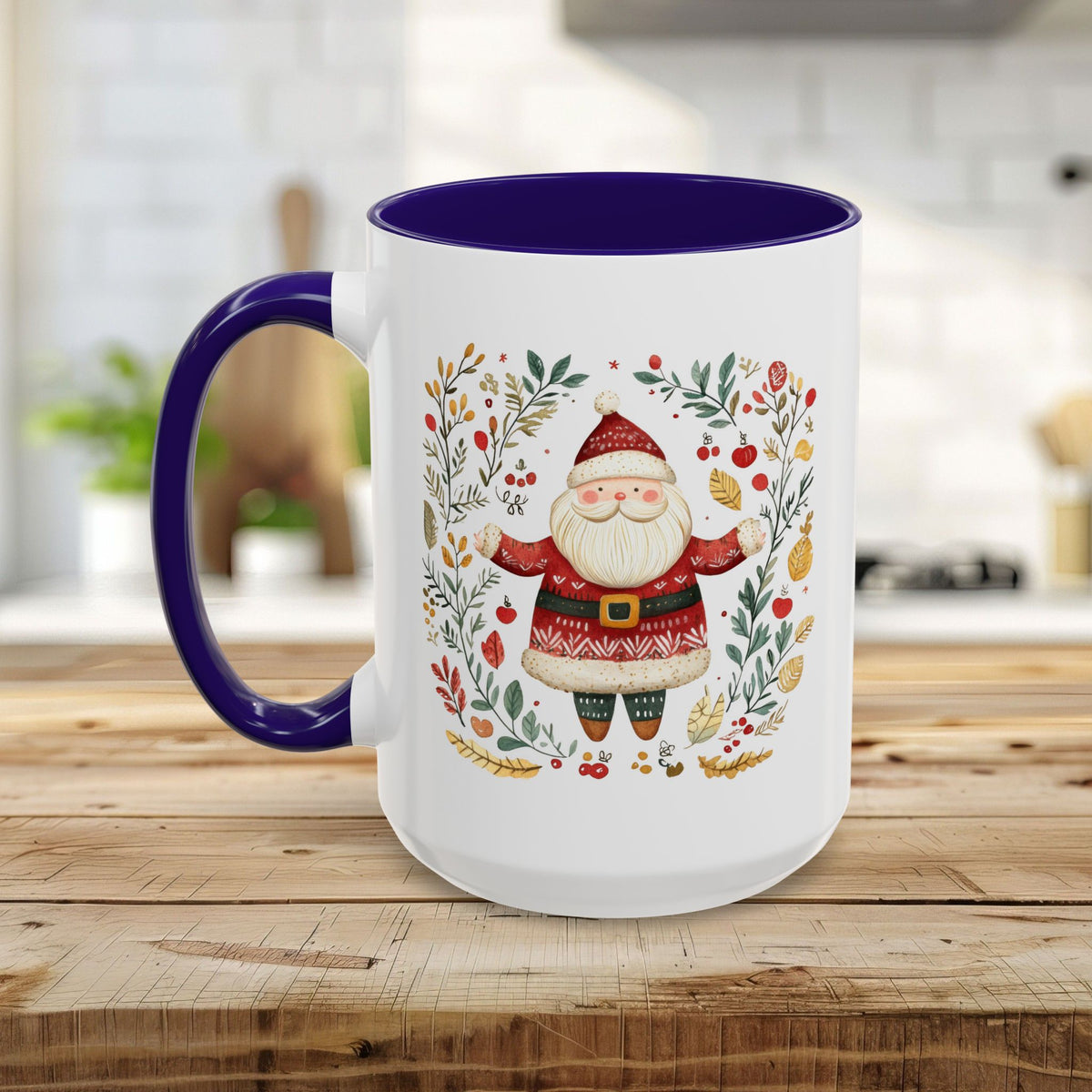 Folk Art Santa Wreath Mug (11/15 oz)