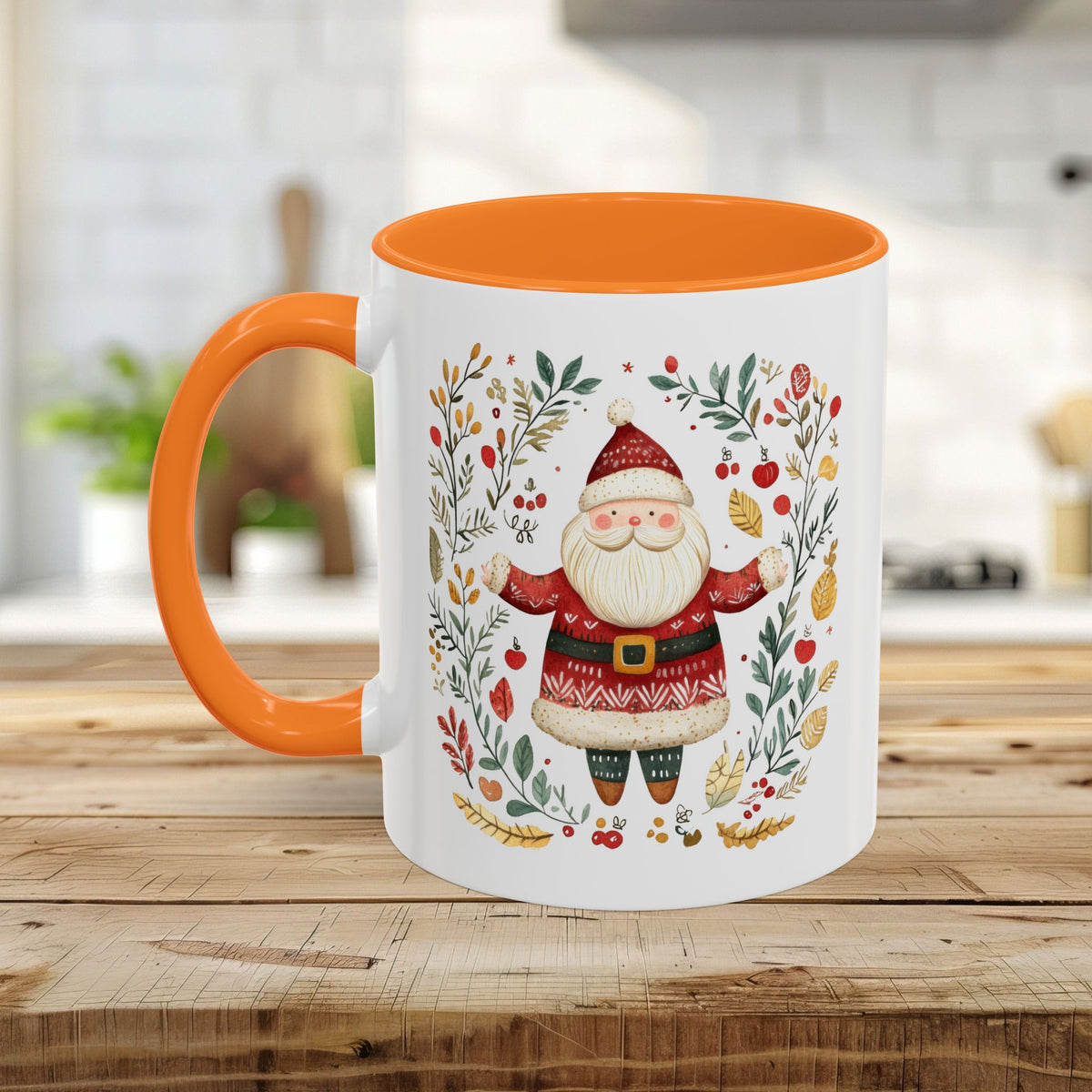 Folk Art Santa Wreath Mug (11/15 oz)