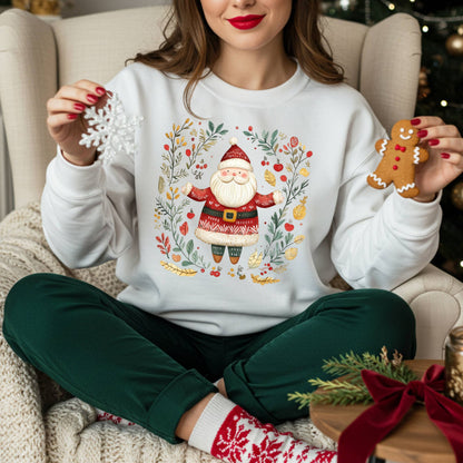 Folk Art Santa Wreath Sweatshirt