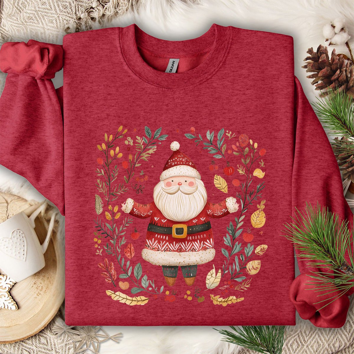 Folk Art Santa Wreath Sweatshirt