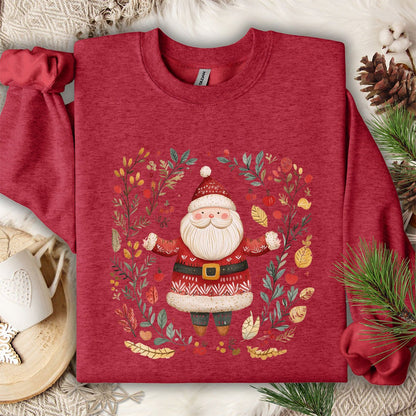 Folk Art Santa Wreath Sweatshirt