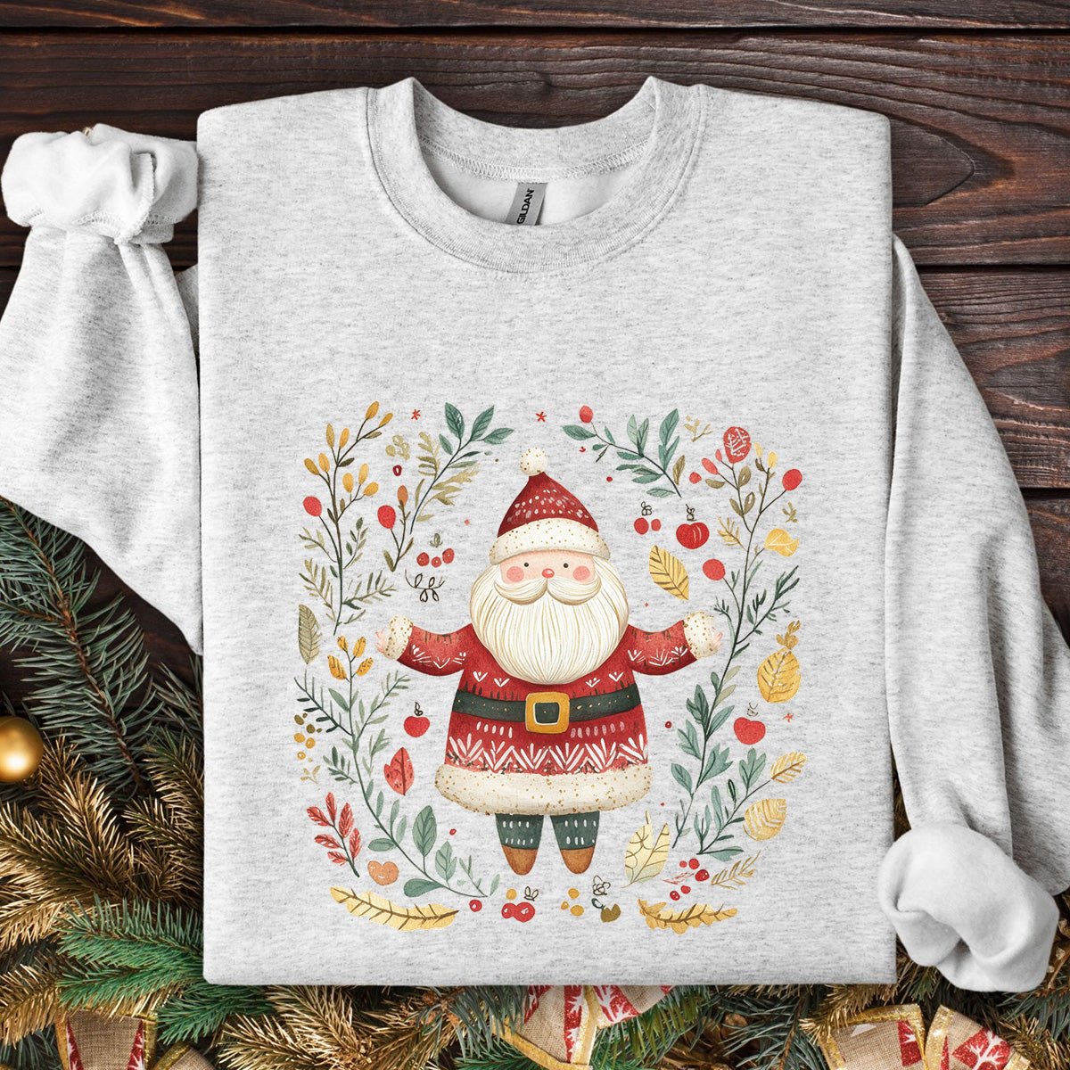Folk Art Santa Wreath Sweatshirt
