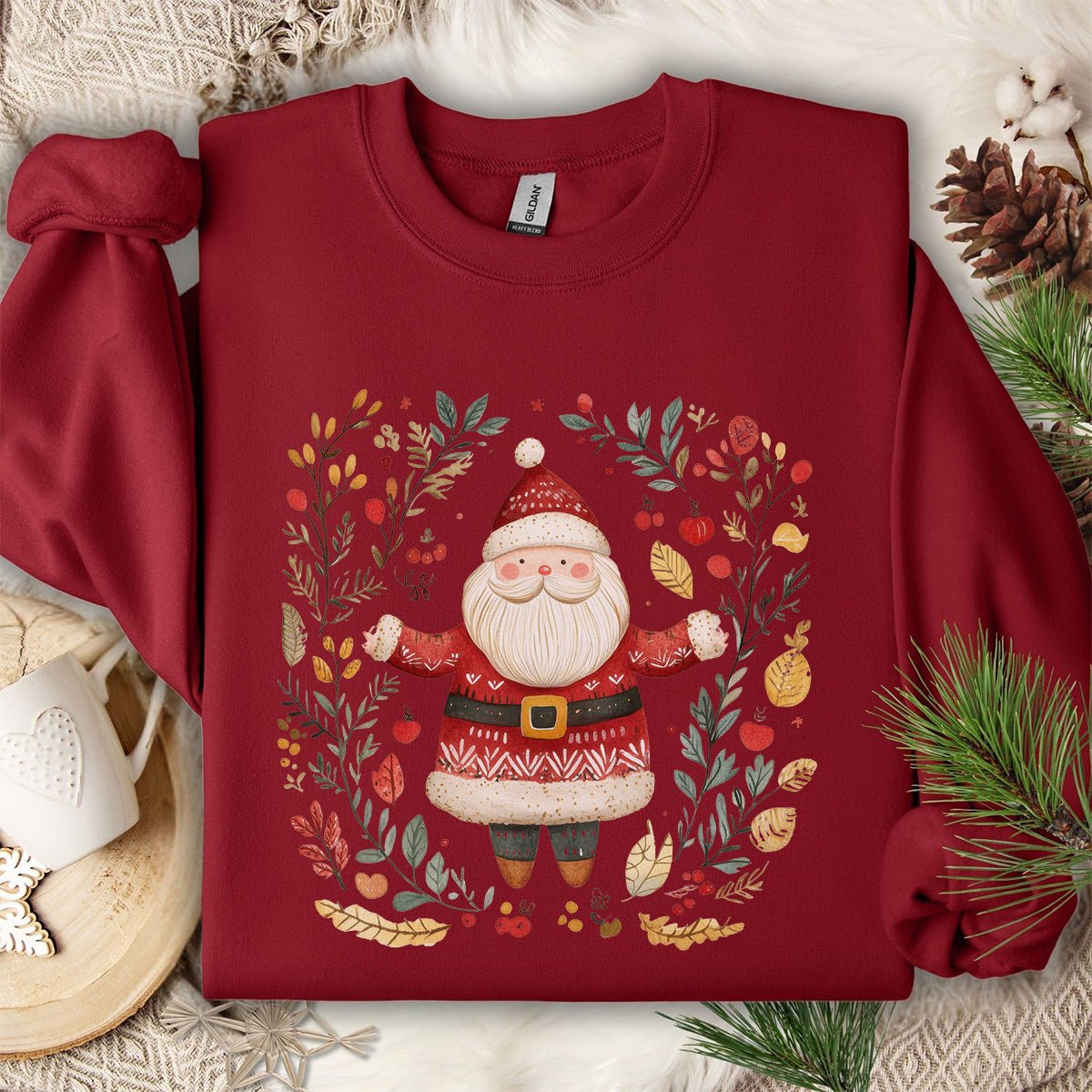 Folk Art Santa Wreath Sweatshirt
