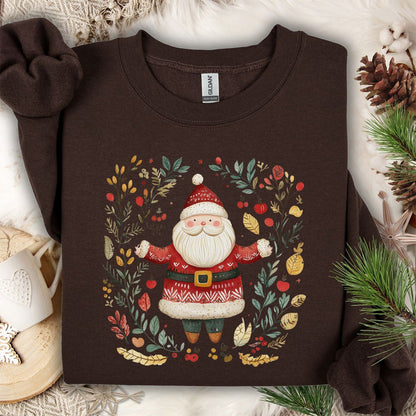 Folk Art Santa Wreath Sweatshirt
