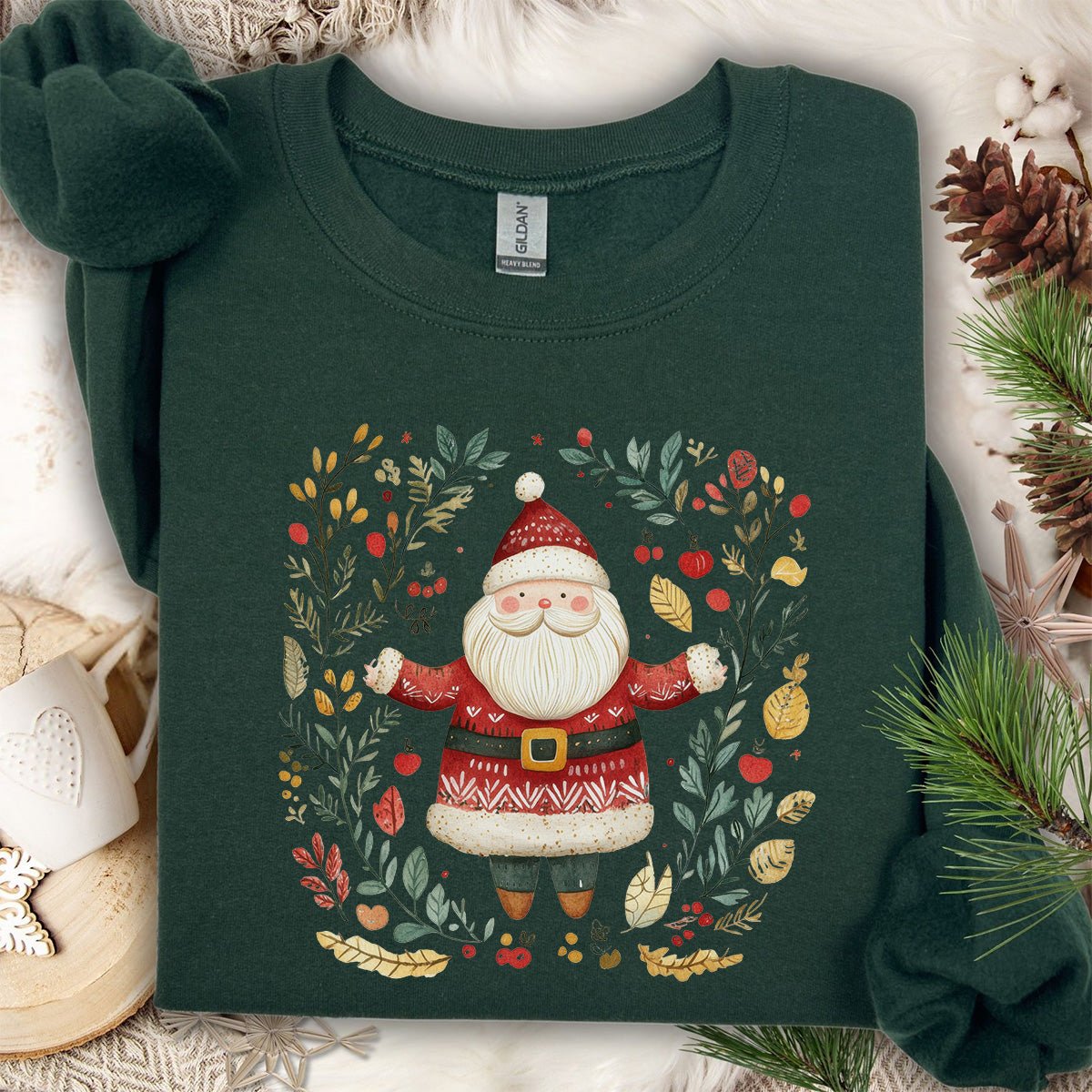 Folk Art Santa Wreath Sweatshirt