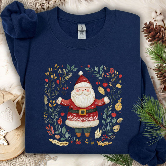 Folk Art Santa Wreath Sweatshirt