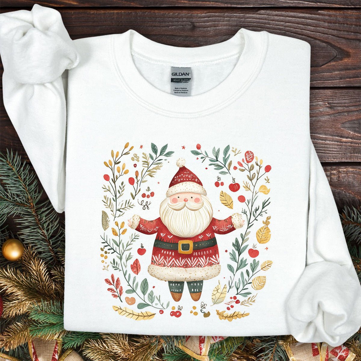 Folk Art Santa Wreath Sweatshirt