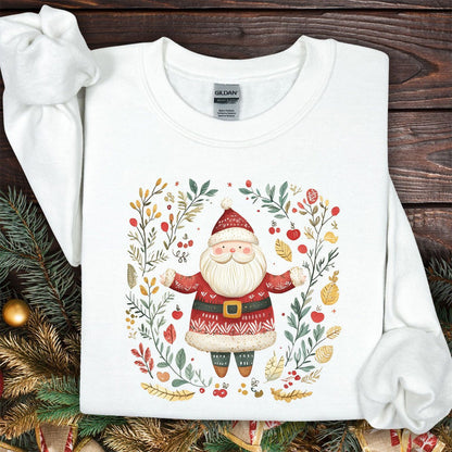Folk Art Santa Wreath Sweatshirt