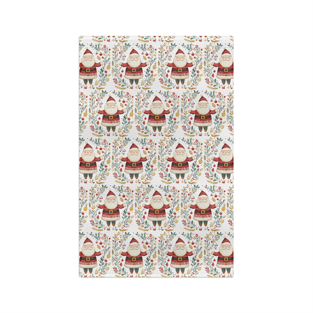 Folk Art Santa Wreath Tea Towel