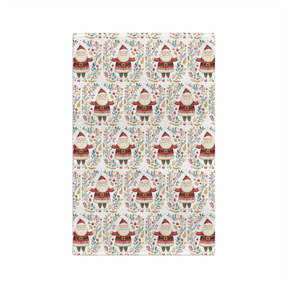Folk Art Santa Wreath Tea Towel