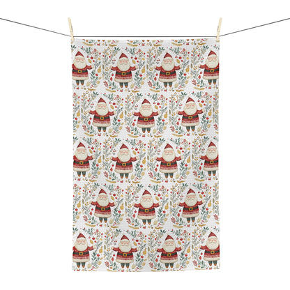 Folk Art Santa Wreath Tea Towel