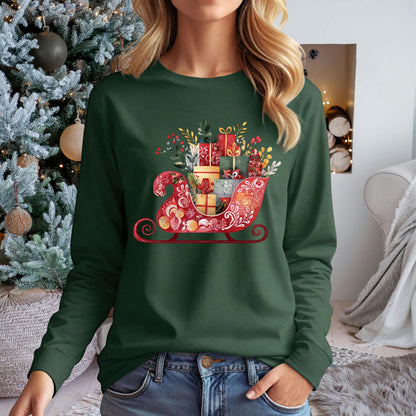 Folk Art Sleigh Long Sleeve Tee