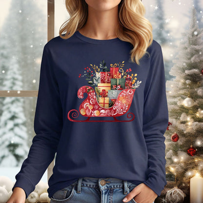 Folk Art Sleigh Long Sleeve Tee