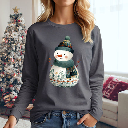 Folk Art Snowman Long Sleeve Tee