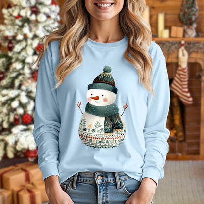 Folk Art Snowman Long Sleeve Tee