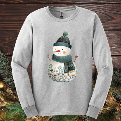 Folk Art Snowman Long Sleeve Tee