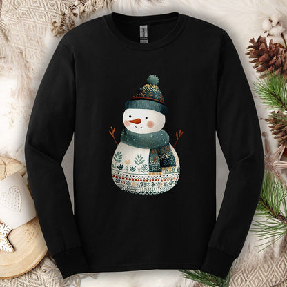 Folk Art Snowman Long Sleeve Tee