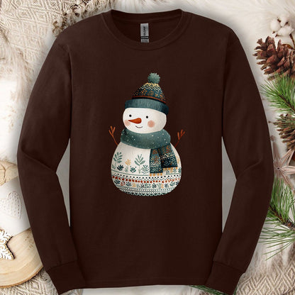 Folk Art Snowman Long Sleeve Tee