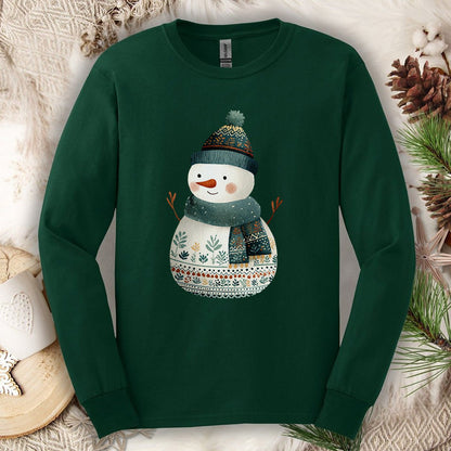 Folk Art Snowman Long Sleeve Tee