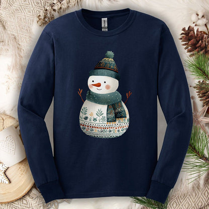 Folk Art Snowman Long Sleeve Tee