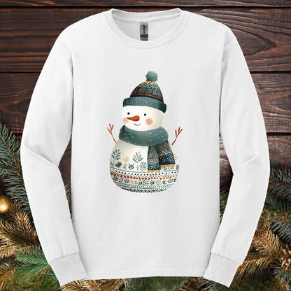 Folk Art Snowman Long Sleeve Tee