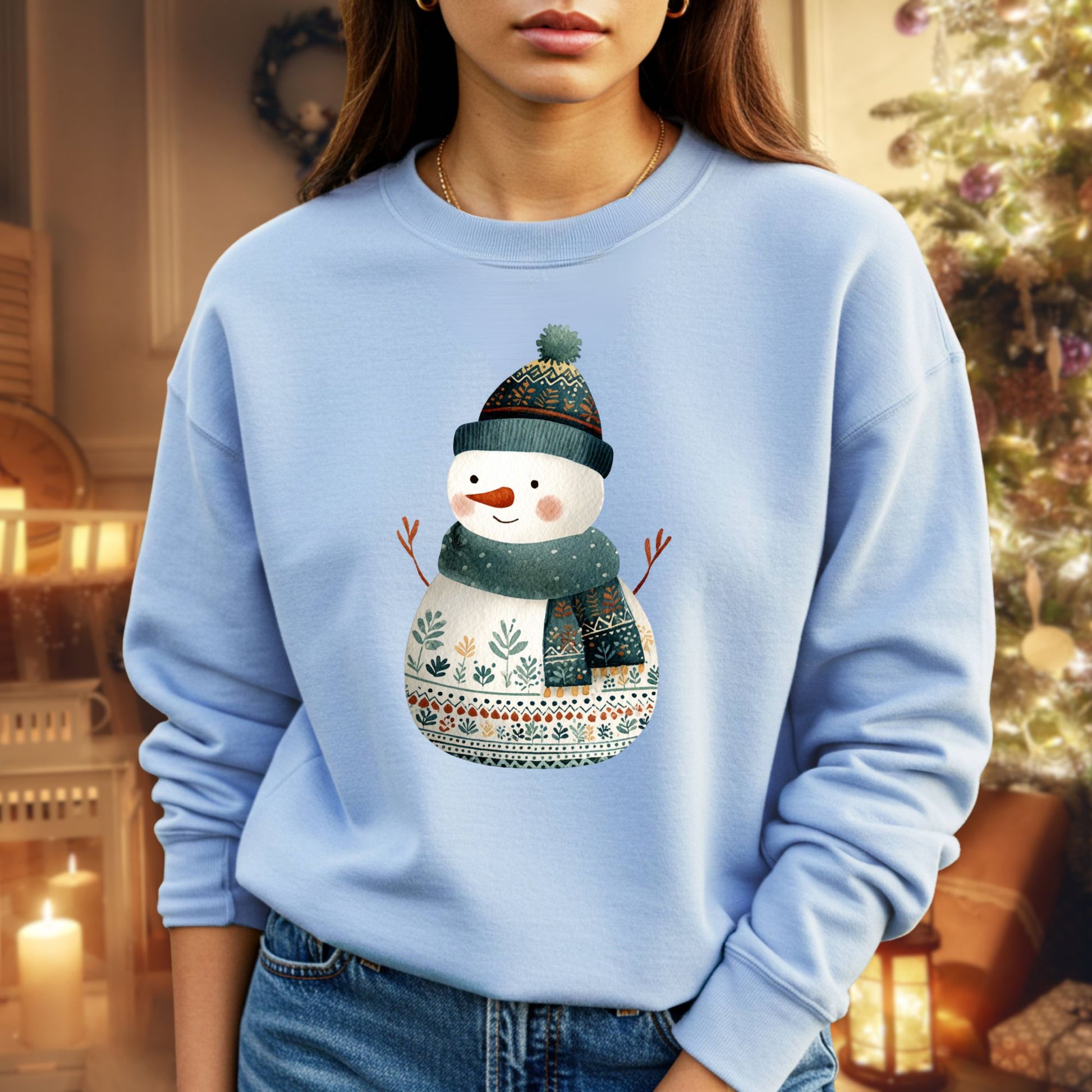 Folk Art Snowman Sweatshirt