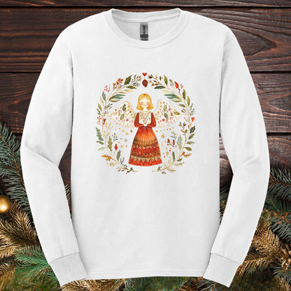 Folk Art Winter Angel Long Sleeve Tee