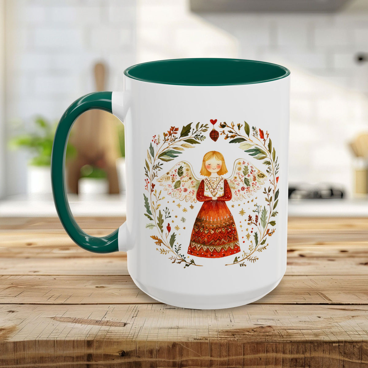 Folk Art Winter Angel Mug (11/15oz)