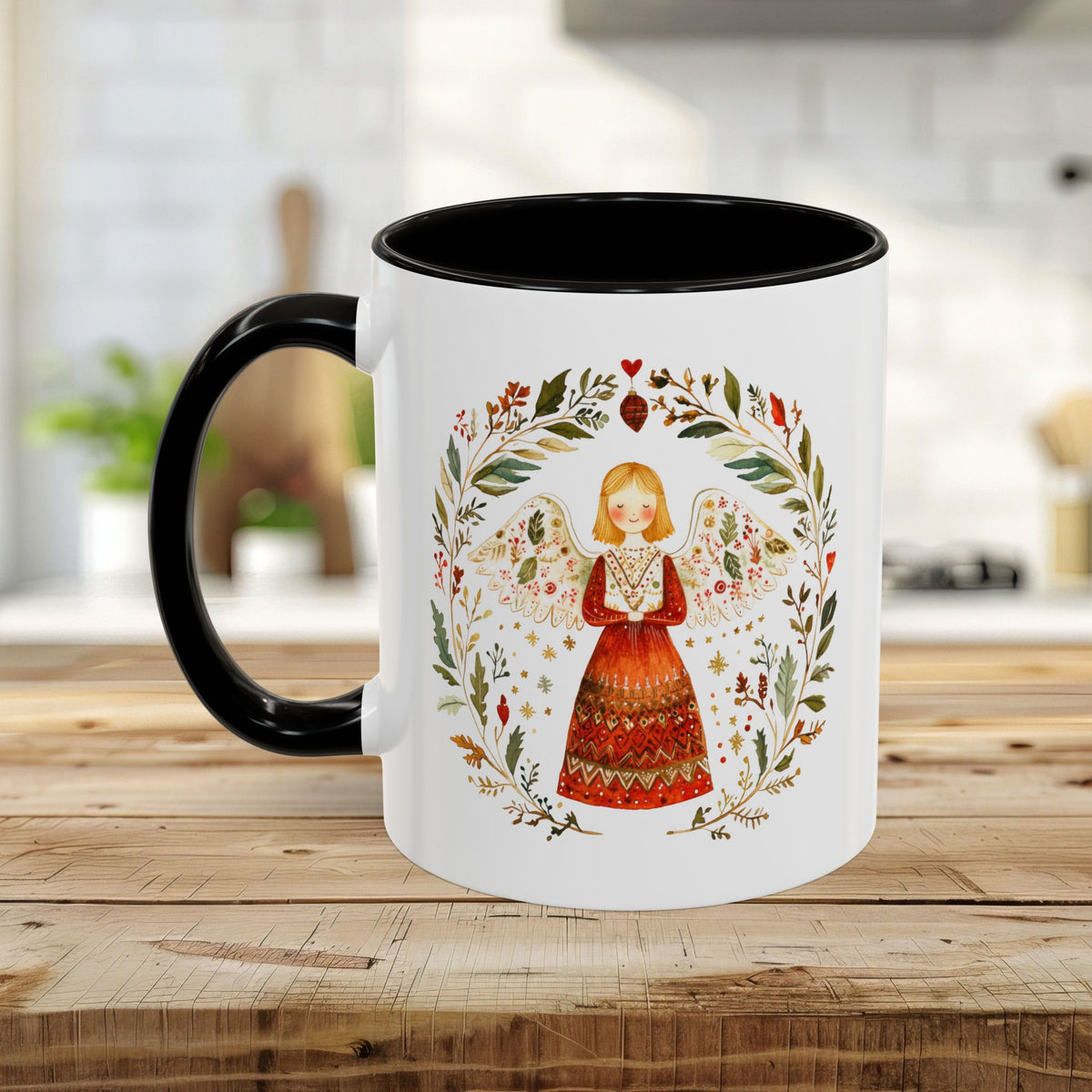 Folk Art Winter Angel Mug (11/15oz)