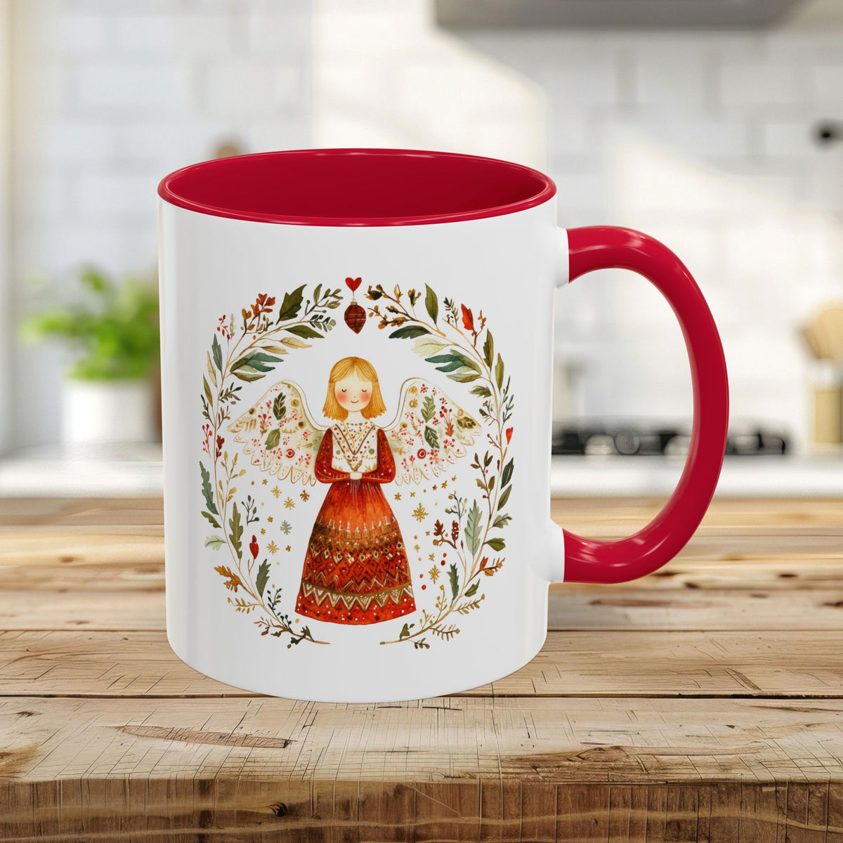 Folk Art Winter Angel Mug (11/15oz)