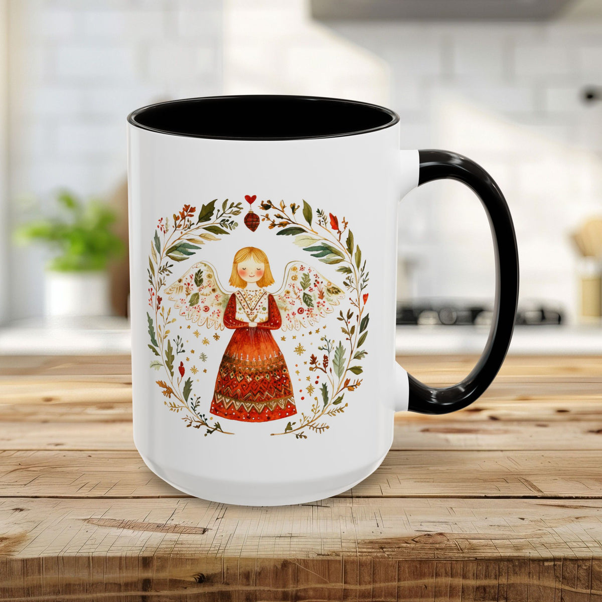 Folk Art Winter Angel Mug (11/15oz)