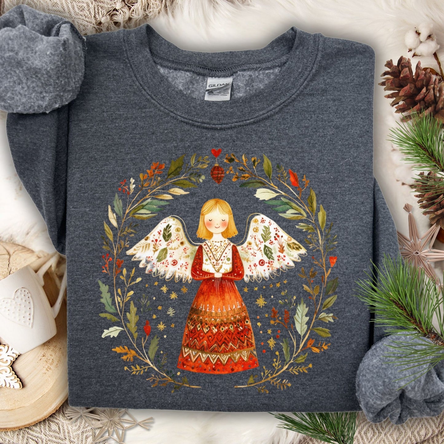 Folk Art Winter Angel Sweatshirt