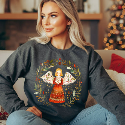 Folk Art Winter Angel Sweatshirt