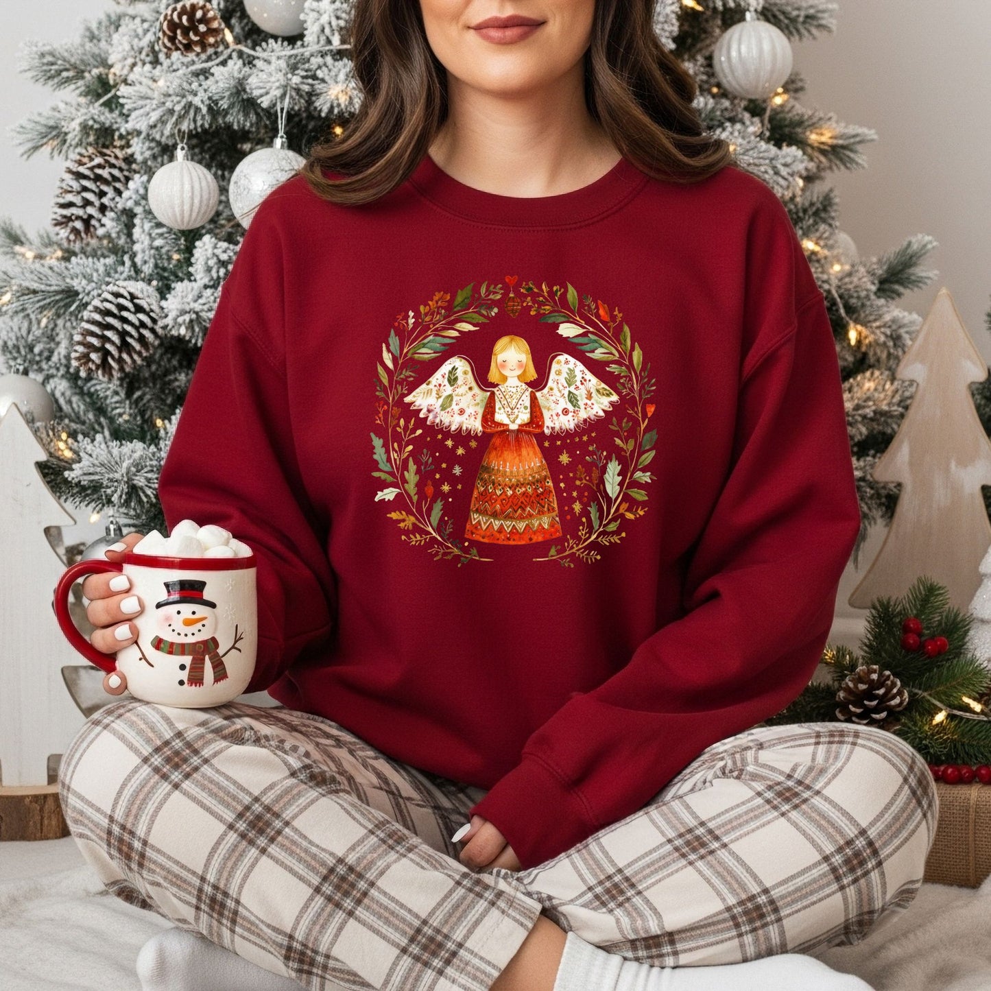 Folk Art Winter Angel Sweatshirt