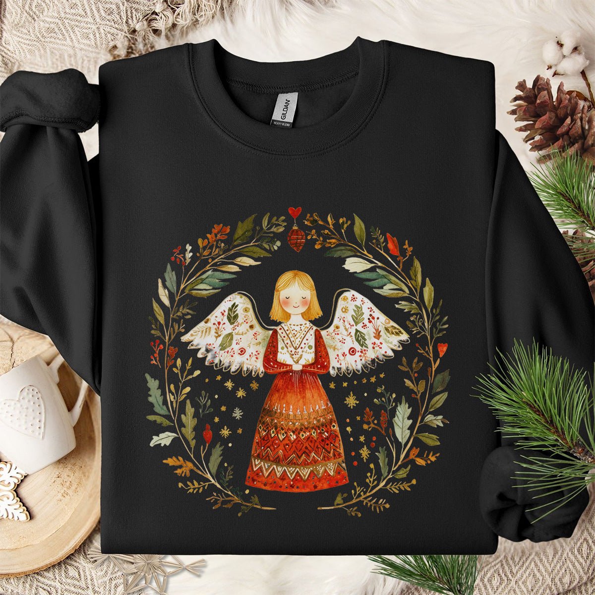 Folk Art Winter Angel Sweatshirt