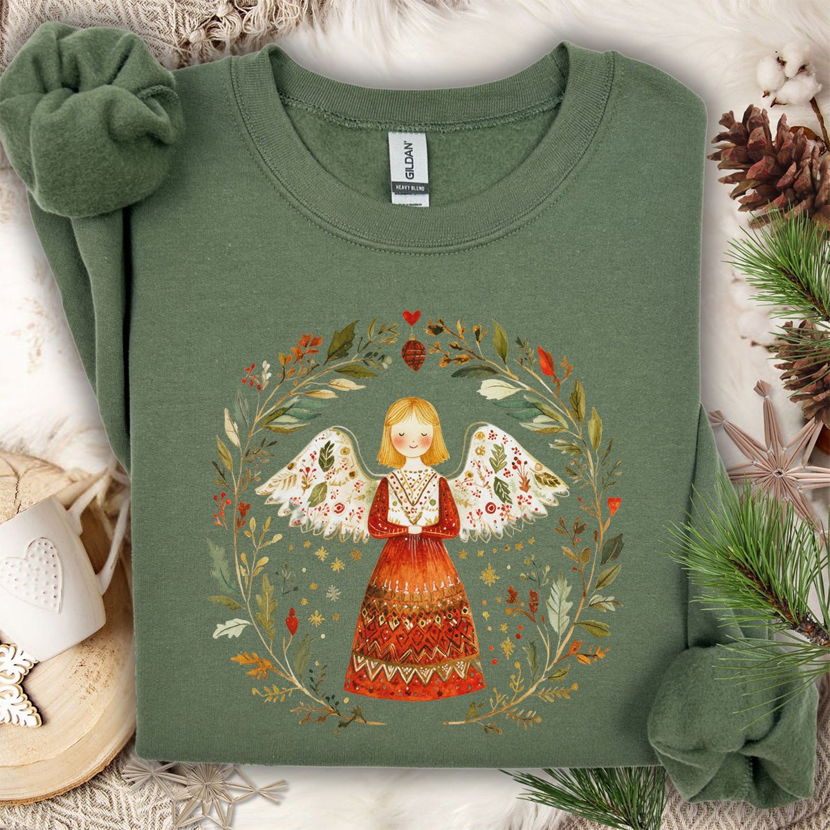 Folk Art Winter Angel Sweatshirt
