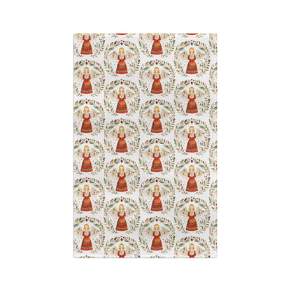Folk Art Winter Angel Tea Towel