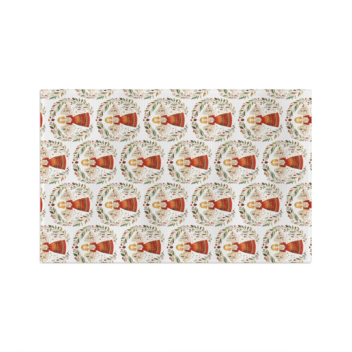 Folk Art Winter Angel Tea Towel