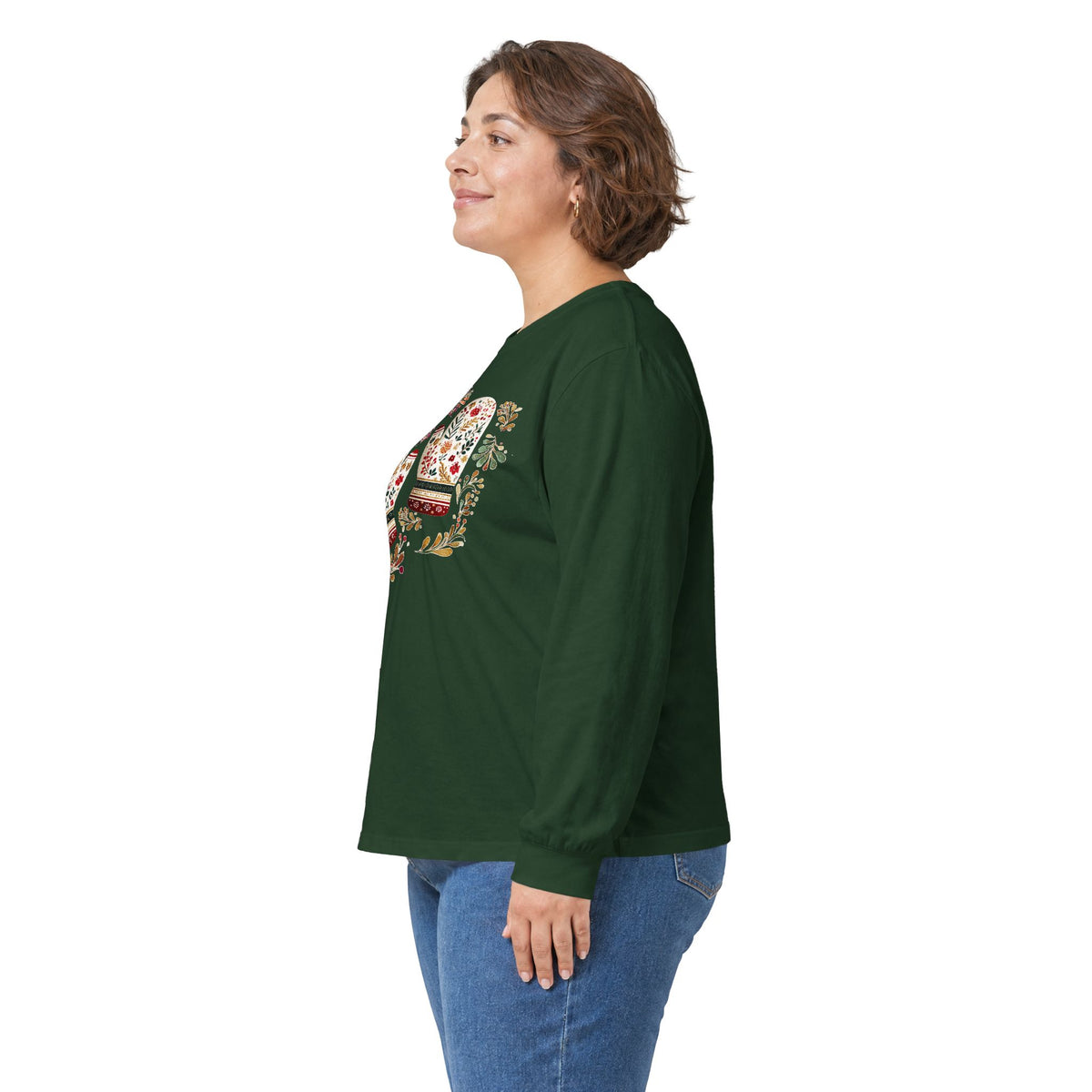 Folk Art Winter Mittens Long Sleeve Tee