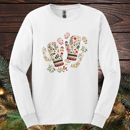 Folk Art Winter Mittens Long Sleeve Tee