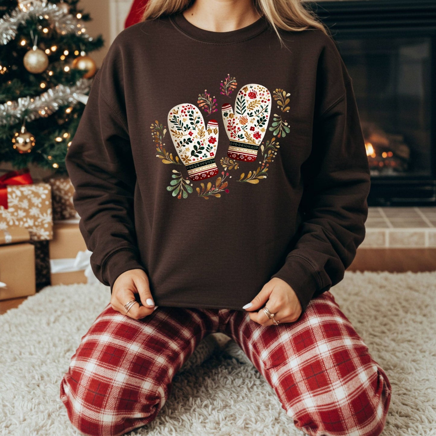 Folk Art Winter Mittens Sweatshirt