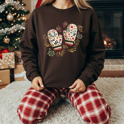 Folk Art Winter Mittens Sweatshirt
